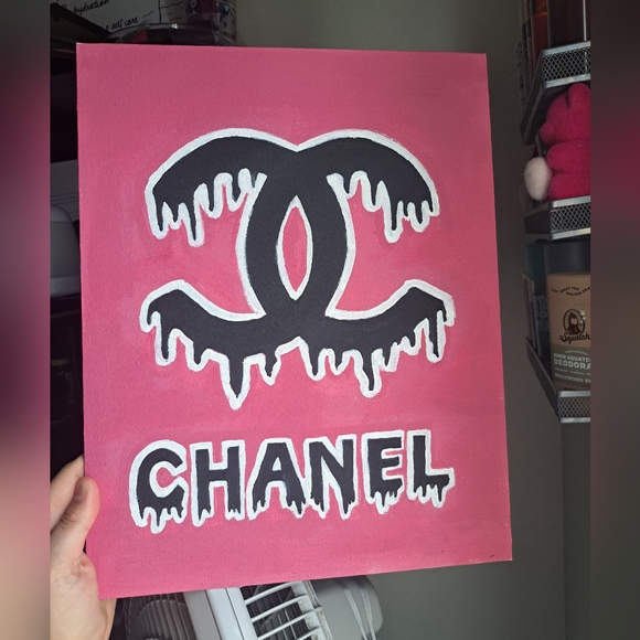 Wall Art Paint Canvas Handmade Wall Decor pink drip - Picture 4 of 5